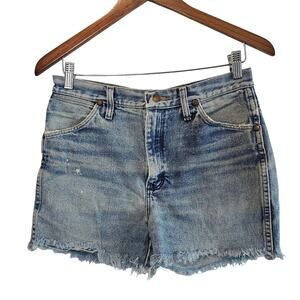 Wrangler Denim Cut Off Shorts Womens Medium Blue High Rise Distressed Western